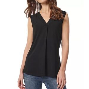 Jones & Co Jones New York Sleeveless Crepe Blouse Black L